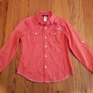 GUESS Boys Button Down Shirt sz 8 Orange Salmon